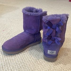 UGG purple suede bow accent boots